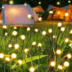garden lights – new upgraded solar powered firefly lights, outdoor waterproof vibrant decorative lighting for home & garden (warm light)