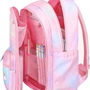 princess dream rainbow school backpack – large capacity ergonomic pastel book bag for girls (44×31×13 cm)